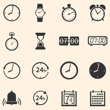 Vector Set of 16 Time Icons