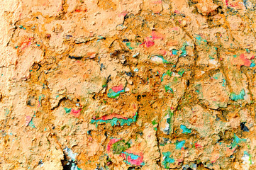 texture of the old painted cracked wall