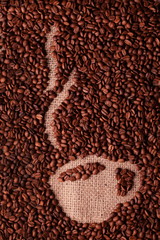 Kaffee Tasse mit Kaffeebohnen Symbol Genuss Aroma Hintergrund