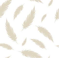 White pattern with beige feathers vector