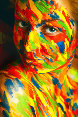 girl in colourful paints