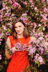 Sensual portrait of a spring woman, beautiful face