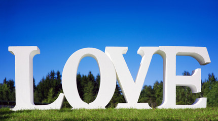 White letters forming word LOVE