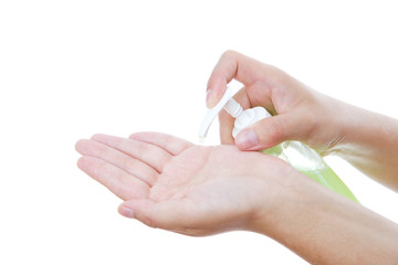 Liquid soap in female hands