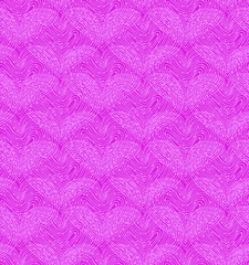 Pink seamless pattern with linear hearts