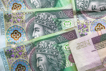 money background stacked many Polish banknotes