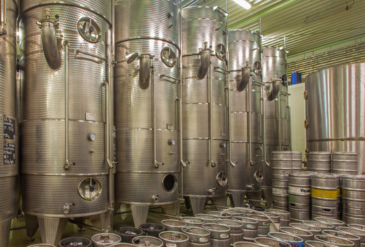 Indoor of wine manufacture -  big cask for the fermentation
