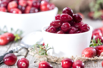 Glass with preserved Cranberries