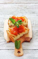 Toasts with fruit jam