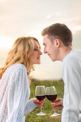 young couple on a picnic