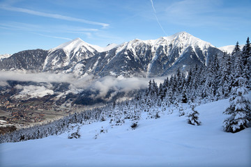 Fototapeta na wymiar View on valley in Alps, Bad Hofgastein, Austria