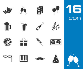 Vector black party icons set