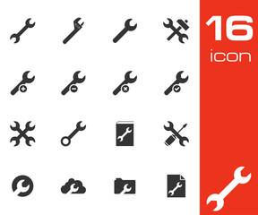 Vector black  settings wrench   icons set