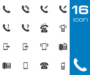 Vector black telephone icons set
