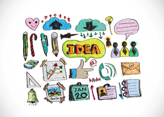 Obraz premium hand doodle Business icon idea