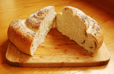 White Swirl Bread Loaf Cut in Half