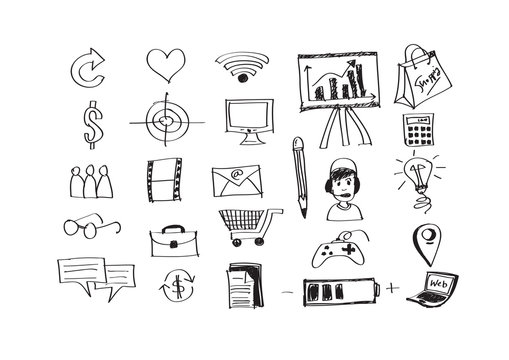 hand doodle Business icon idea