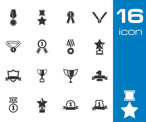 Vector black  trophy and  awards  icons set