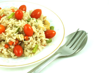 Vegetarian Fried Rice with fork
