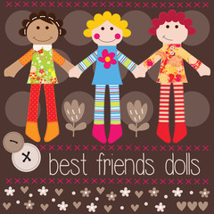 best friends dolls vector illustration