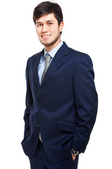 Smiling businessman isolated on white