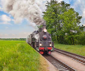 Retro Soviet steam locomotive