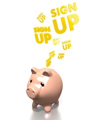 money pig with sign up