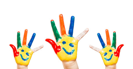 Hand Painted Child. White background