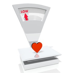 small heart sign on a scale
