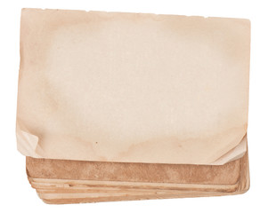 old paper and book isolated on white background