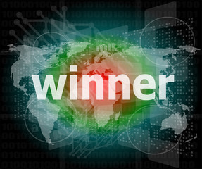 winner, green digital background, global internet concept