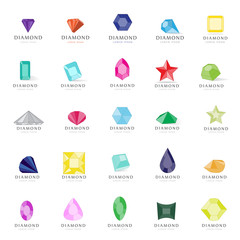 Diamond Icons Set - Isolated On White Background