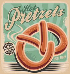 Hot pretzels, retro poster design