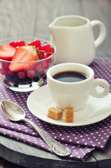 Obraz na płótnie Canvas Coffee with fresh berries