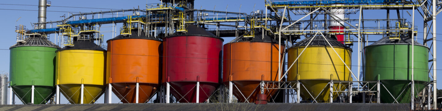 Industrial petro-chemical tanks.Big panorama.