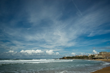 Beautiful sky over the town of Biarritz, France