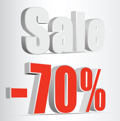 Vector 3D rendering of a  70 percent. Sale percents. Vector. red
