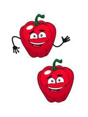 Two happy smiling red bell peppers