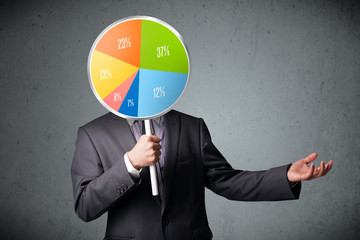 Businessman holding a pie chart