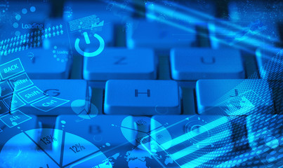 Keyboard with glowing charts