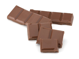Chocolate bars stack isolated on white background