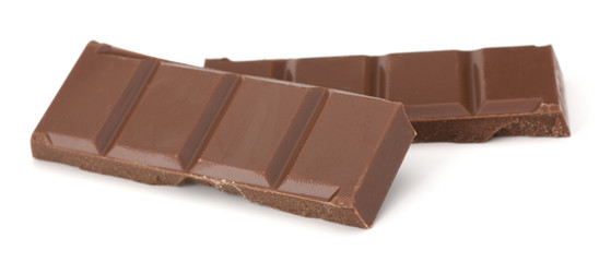 Chocolate bars stack isolated on white background