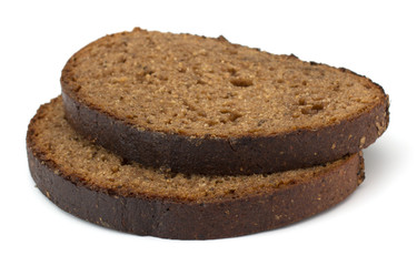 Slices of rye bread isolated on white background