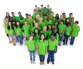 Groups of people in green color