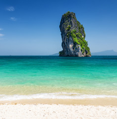 Clear water and blue sky. Phra Nang beach, Thailand