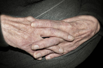 Hands of elderly person