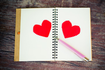 Notebook with heart.