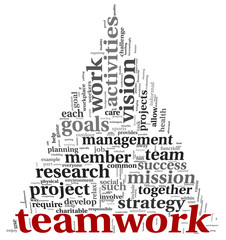 Teamwork concept in word tag cloud