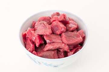 Raw beef stewing