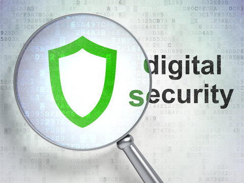 Privacy concept: Contoured Shield and Digital Security with